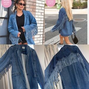 Show Me Your MuMu Blue Fringe Jean Jacket